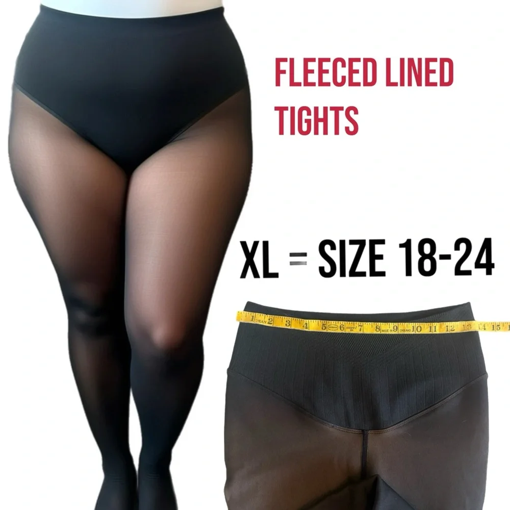 Fleece High-Waist Lined Tights For All Skin Tones XL is SIZE 18-24 NWT